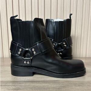 Marc Fisher LTD Mizzie Black Leather Moto Ankle Boots Women’s Size 6M